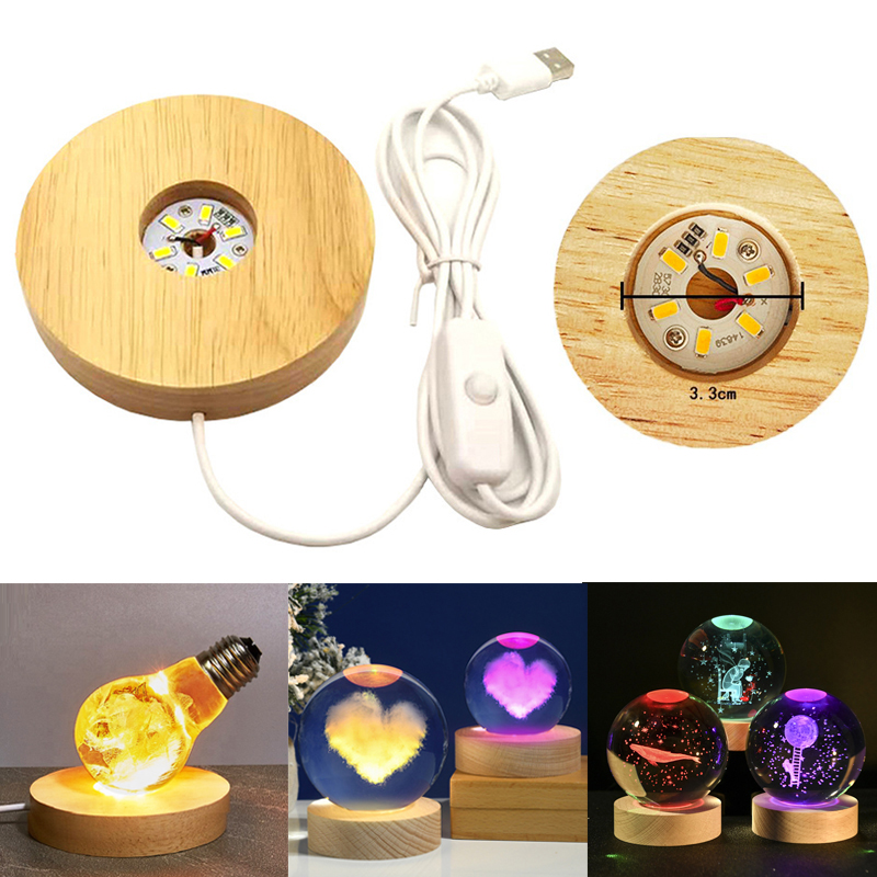 Lighting Decoration Stand - Reçine Sanat Ekran Yuvarlak Ahşap Renkli