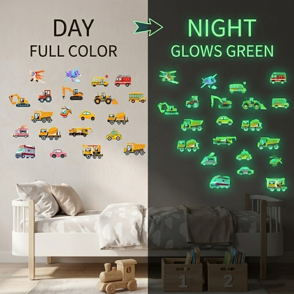 Lighting Mcqueen Bedroom Decor - Aydınlık Araba Duvar Çıkartması 21 Parça