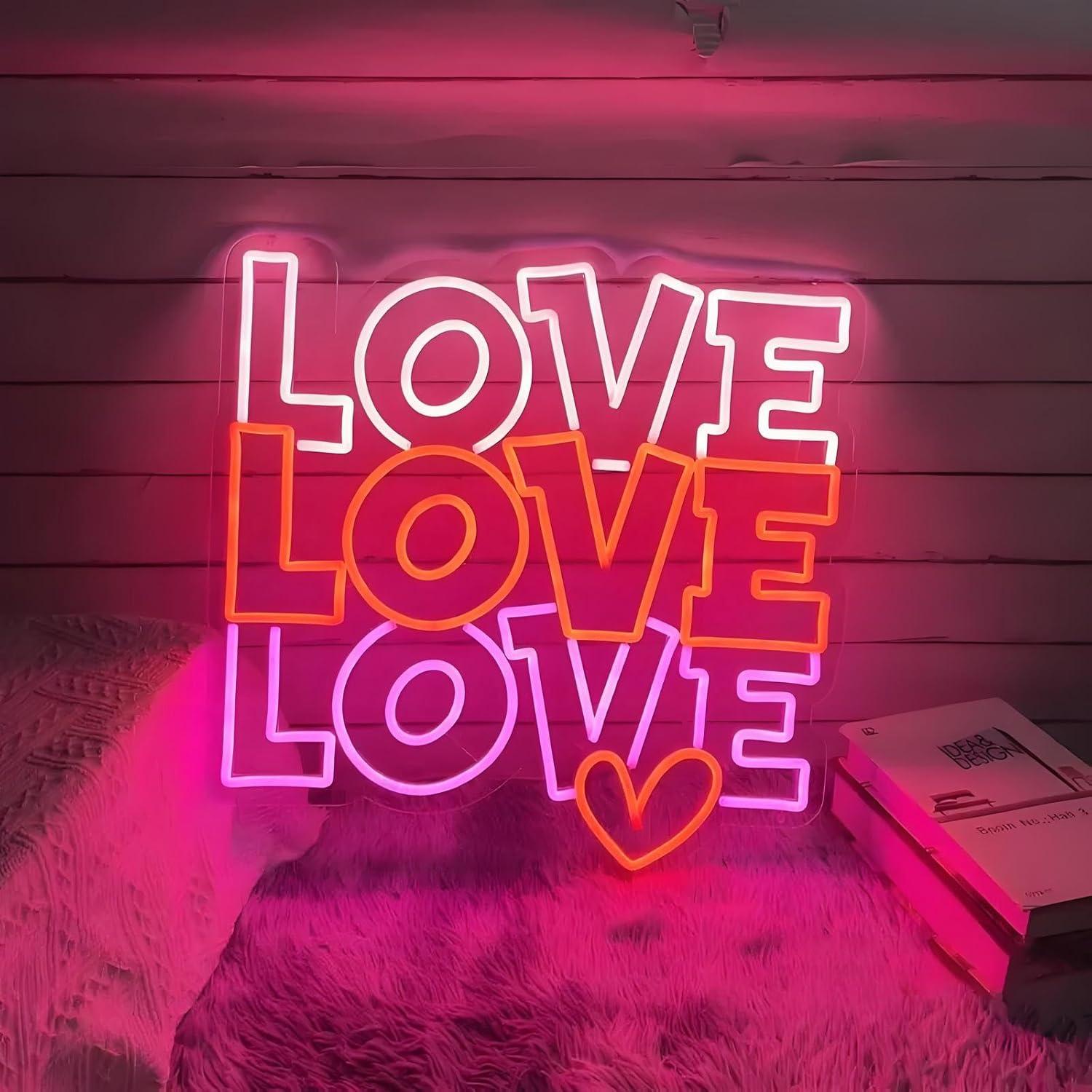 Led Lighting Wall Decor - Aşk Neon Tabela USB Kısılabilir LED