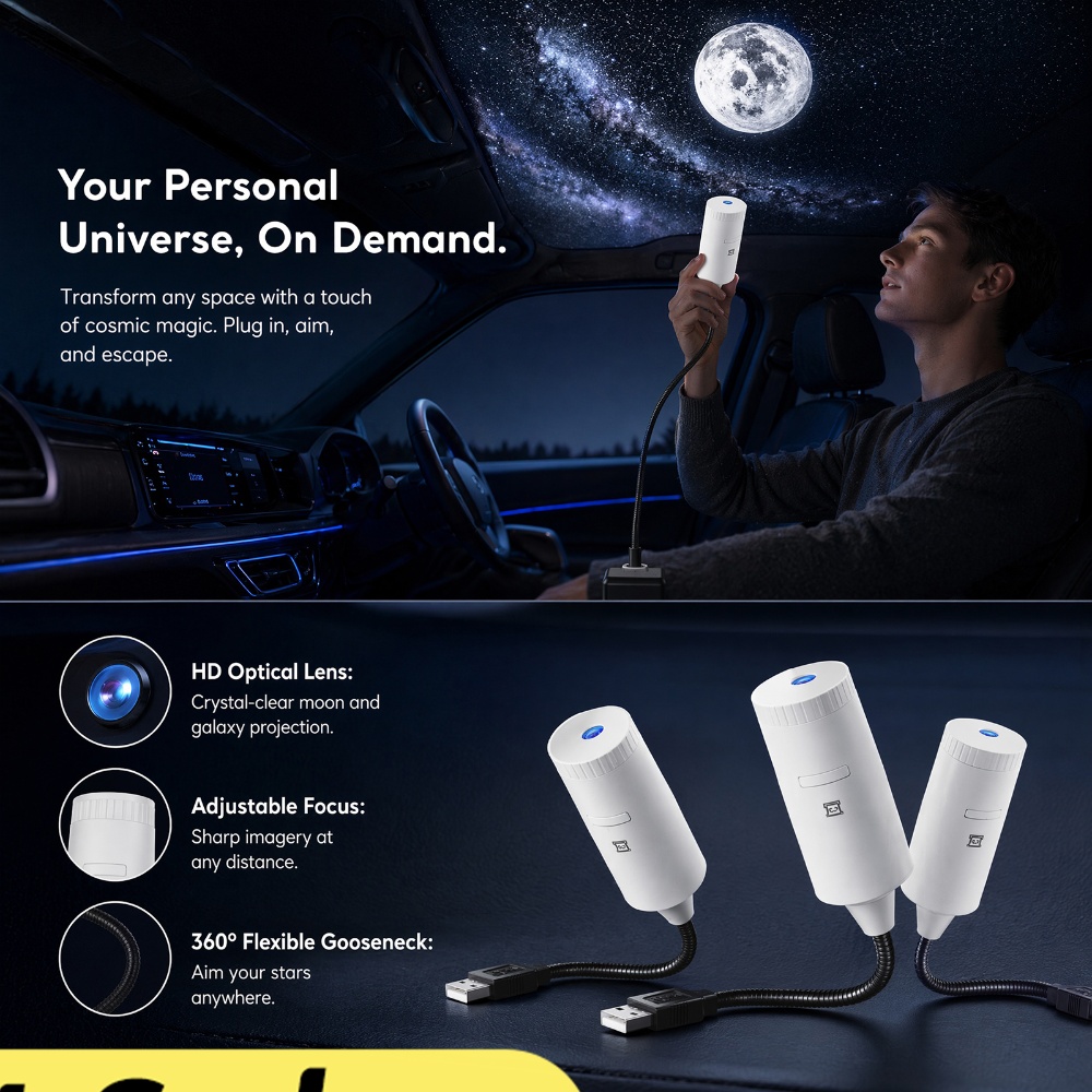 Lighting Decor Home - Mini Galaksi Yıldız Projektörü İki Fonksiyonlu
