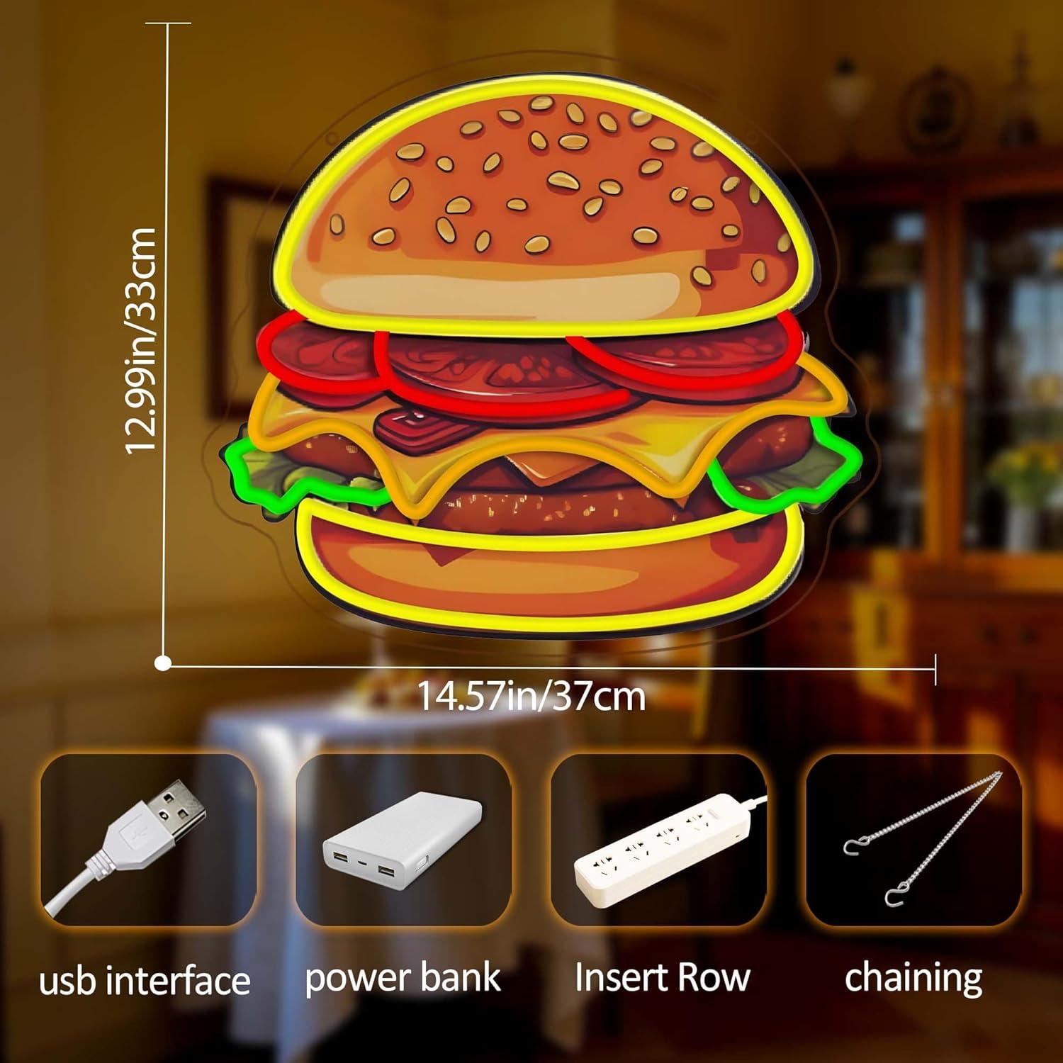 Burger Neon Tabela LED Hamburg - Led Lighting Wall Decor incelemesi ve fiyatı