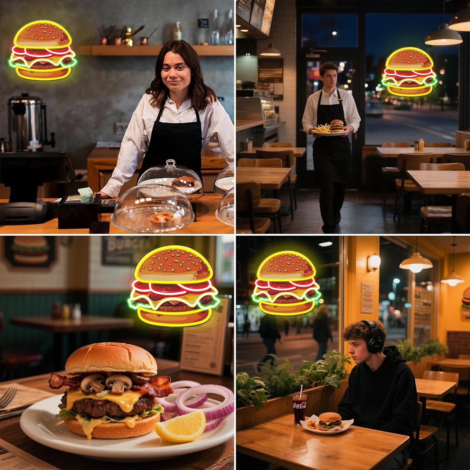 Burger Neon Tabela LED Hamburg - Led Lighting Wall Decor incelemesi ve fiyatı